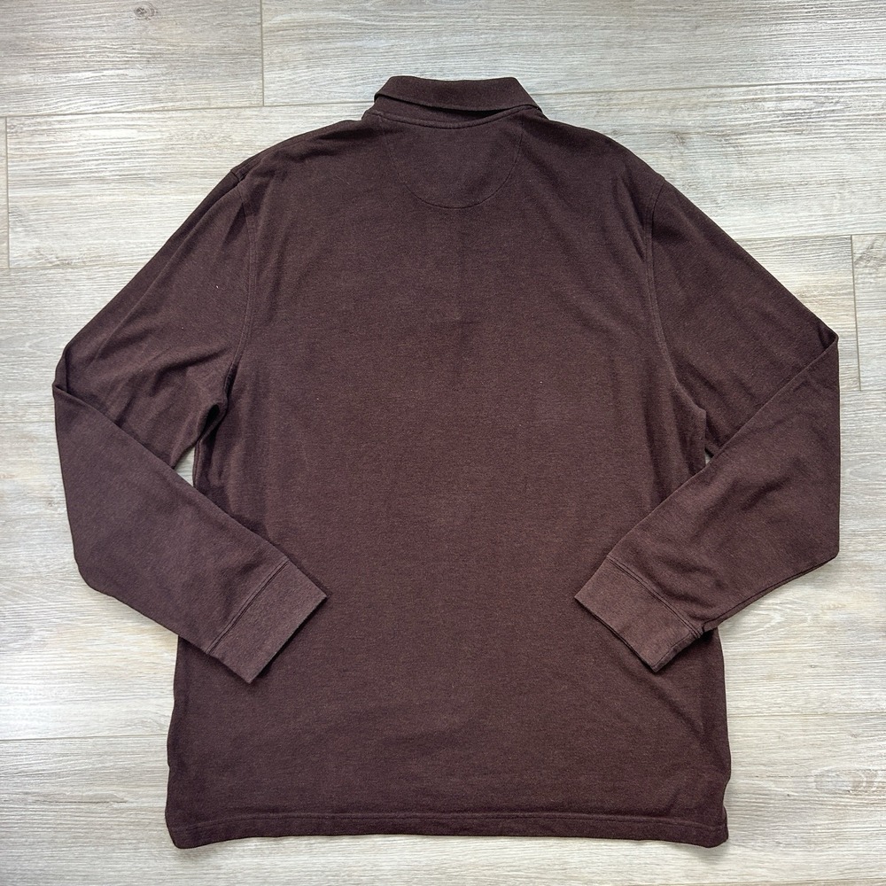 Brooks Brothers XL Performance Knit Polo Long Sleeve Cotton Chocolate Brown - Picture 3 of 9